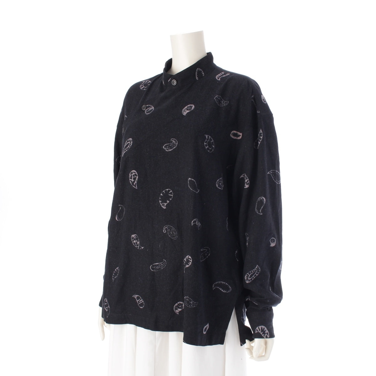 ISSEY MIYAKE silk Overall handle Long sleeve shirt tops ME43-FJO56 black M
