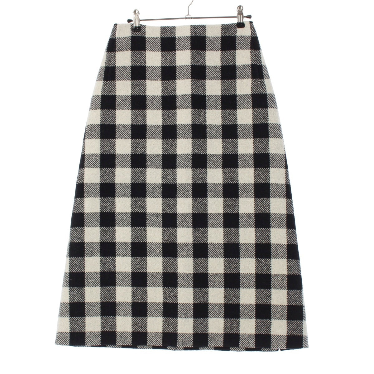 Drawer wool Block Buffalo Check Kenuki Long skirt 6524-299-1761 White black 36