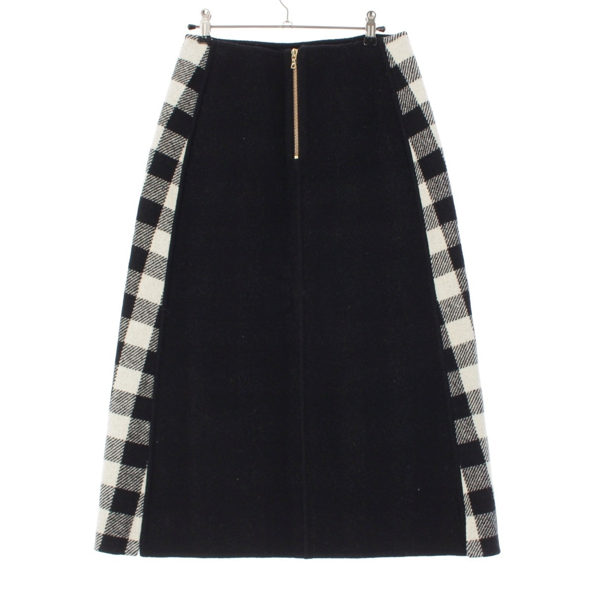 Drawer wool Block Buffalo Check Kenuki Long skirt 6524-299-1761 White black 36