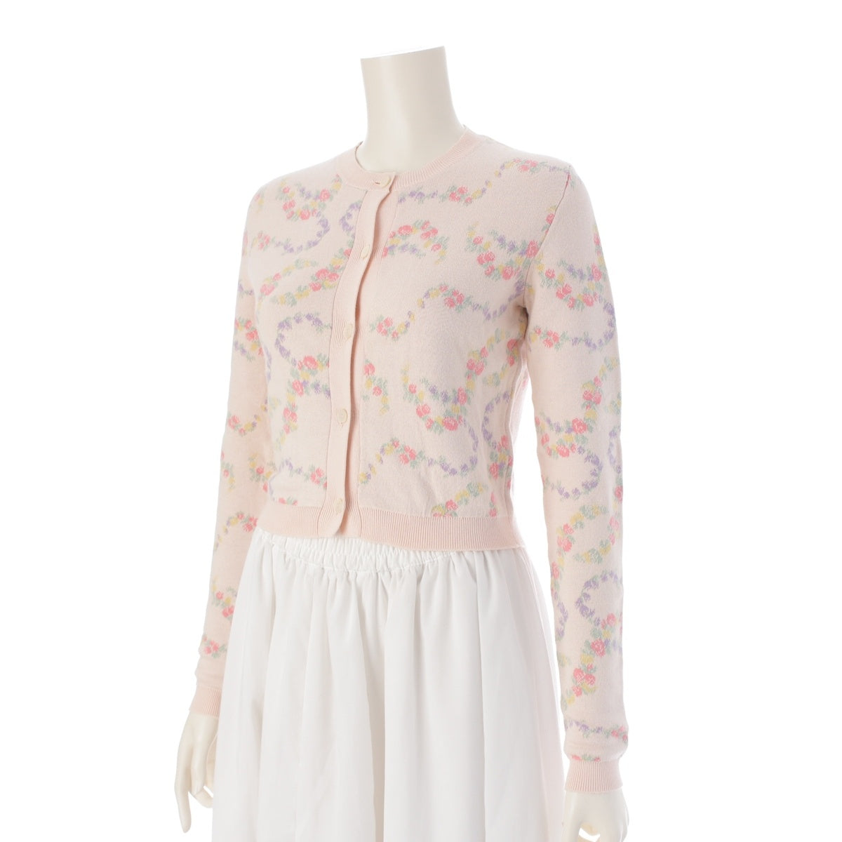 MIUMIU cotton Flower Pattern Floral Crew Neck cardigan pink 38
