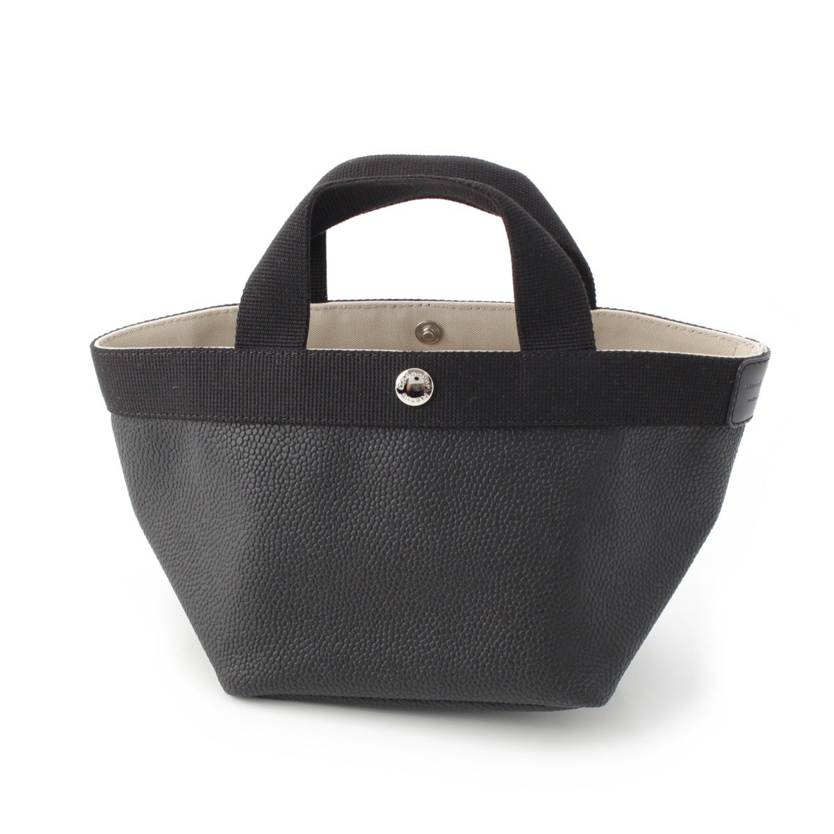 Herve Chapelier Coated canvas leather Small size boat shape Tote Bag 701GP Noir black