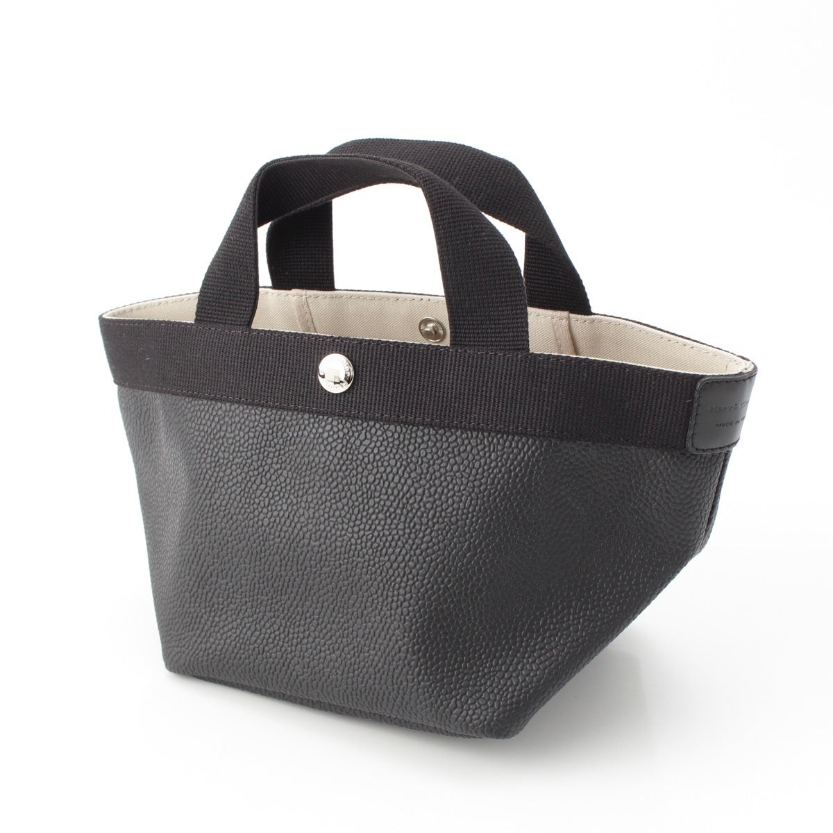 Herve Chapelier Coated canvas leather Small size boat shape Tote Bag 701GP Noir black