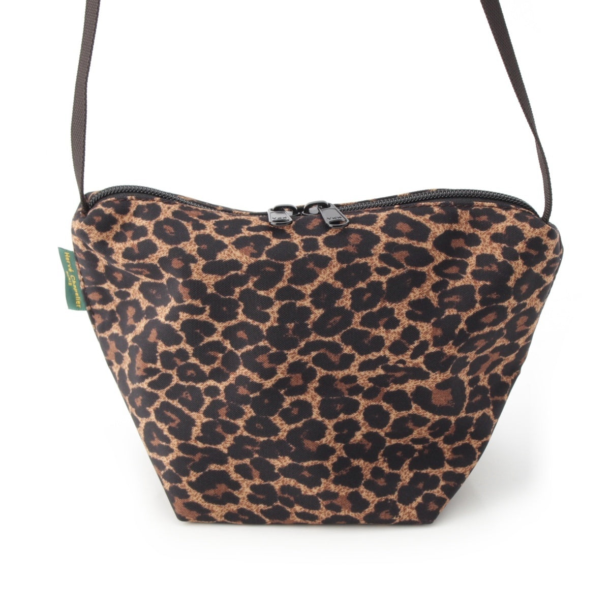 Herve Chapelier Nylon Leopard Pattern Leopard Mini Shoulder Bag 2885F Brown black