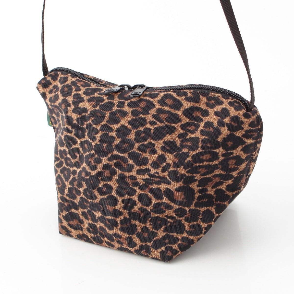Herve Chapelier Nylon Leopard Pattern Leopard Mini Shoulder Bag 2885F Brown black