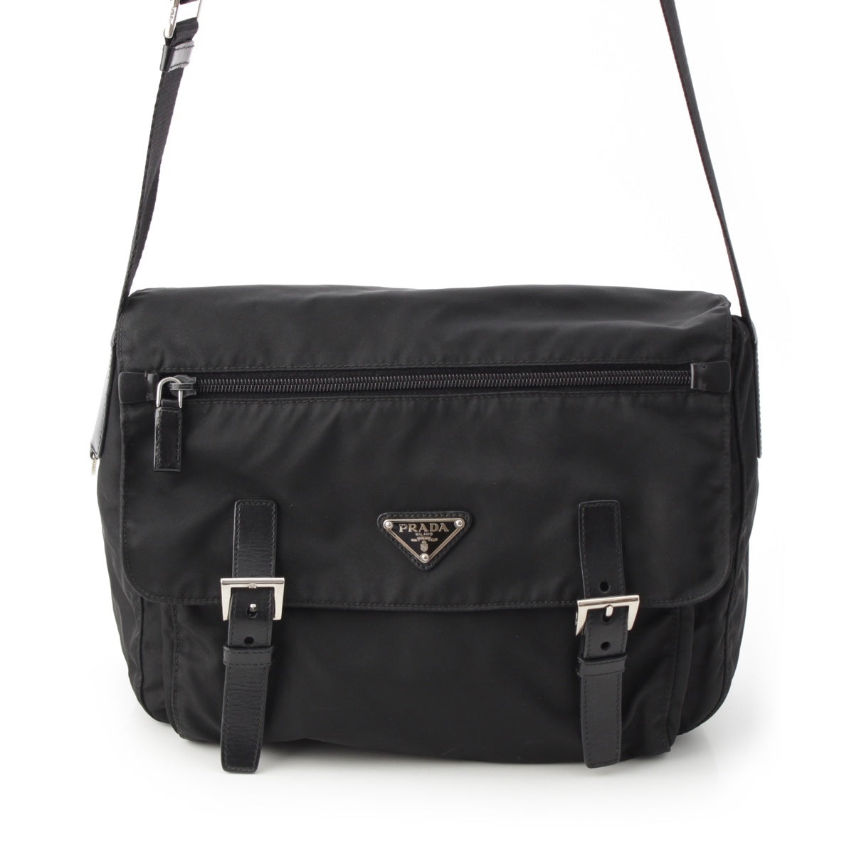 PRADA Test nylon Triangle logo Shoulder Messenger bag BT6671 black