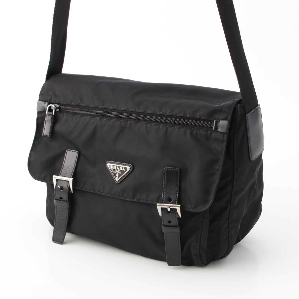 PRADA Test nylon Triangle logo Shoulder Messenger bag BT6671 black