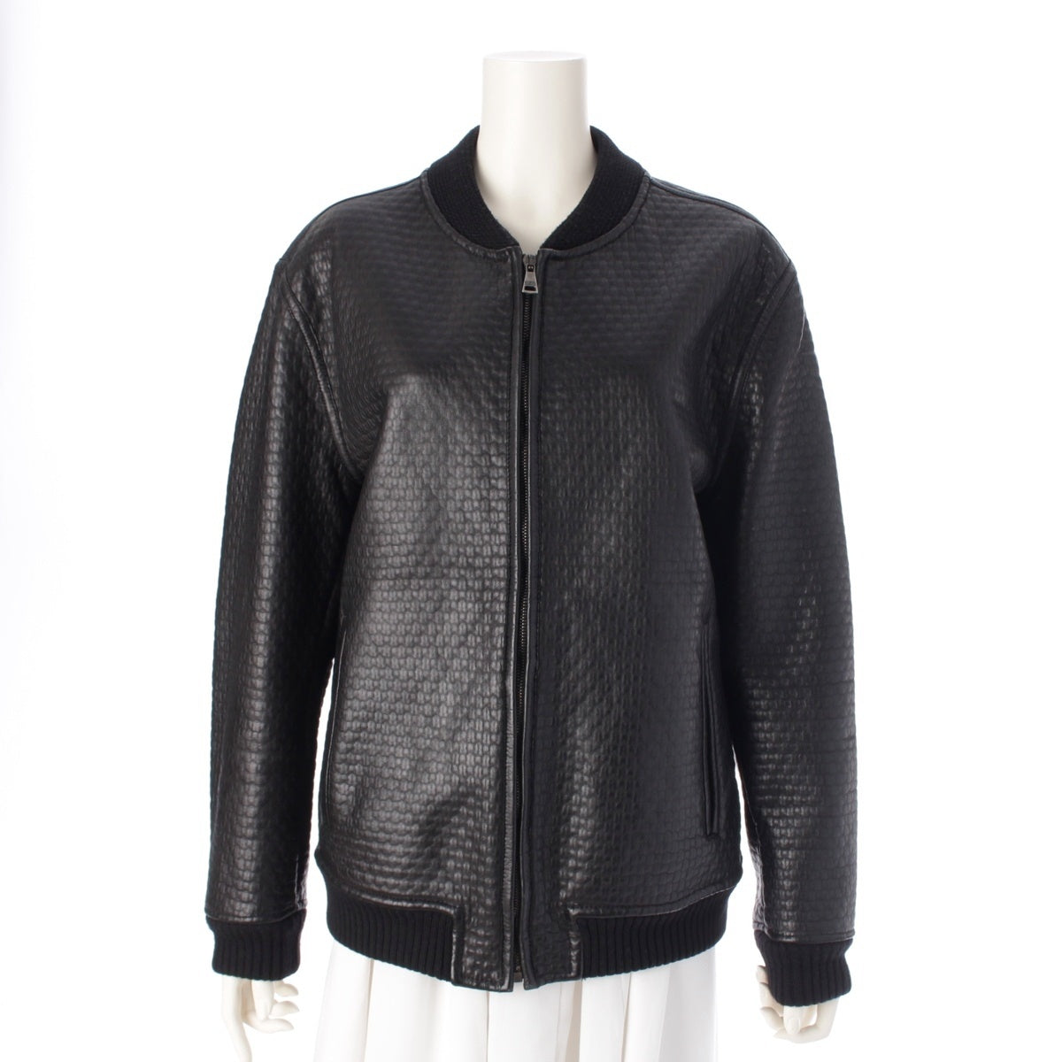 DOLCE&GABBANA Lamb leather Bomber jacket Blouson outer G9Z45L black 50