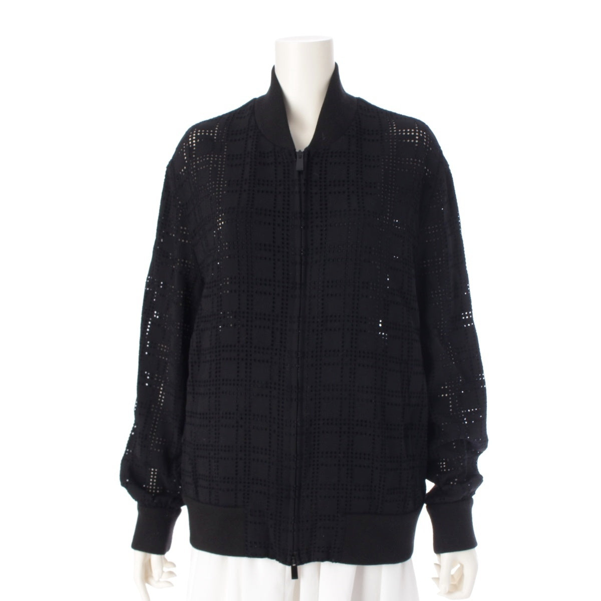 FENDI Mesh Punching Zip Up Blouson Jacket FW0162 A7FG black 44