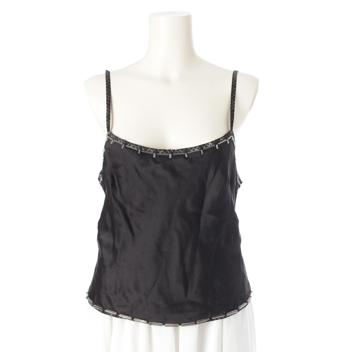PRADA silk beads camisole tops Black Grey 40
