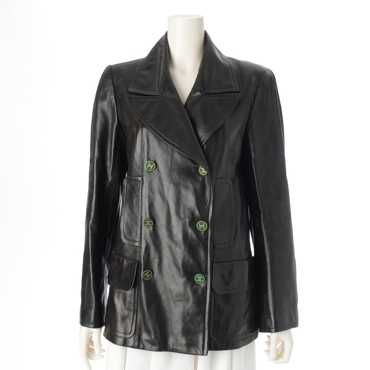 CHANEL 01A lambskin COCO Button double-breasted tailored jacket coat P18562V00984 black 38