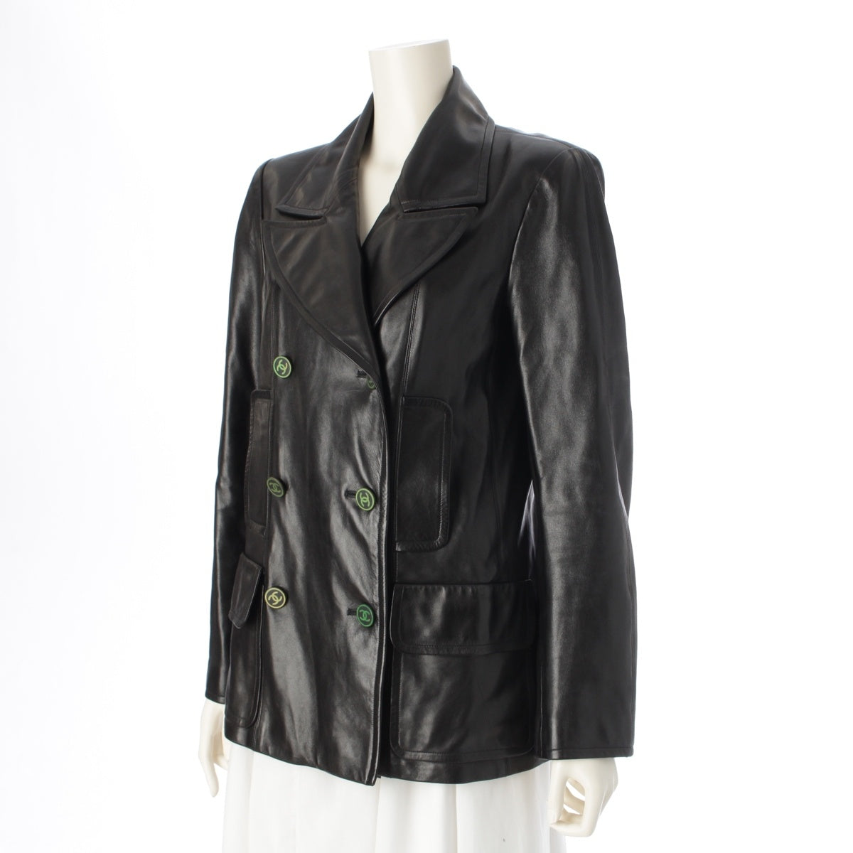 CHANEL 01A lambskin COCO Button double-breasted tailored jacket coat P18562V00984 black 38
