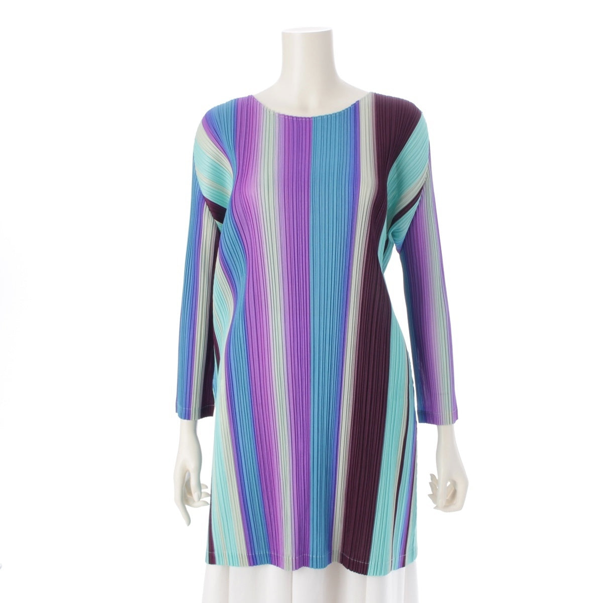 PLEATS PLEASE ISSEY  Striped Tunic one piece dress PP41-JT567 blue 4