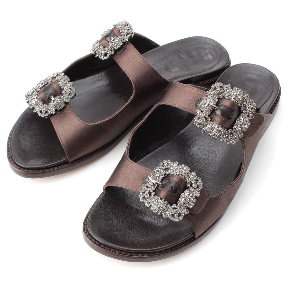 MANOLO BLAHNIK Hangishi leather flat Sandals Brown