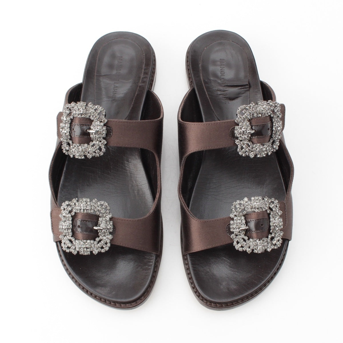 MANOLO BLAHNIK Hangishi leather flat Sandals Brown