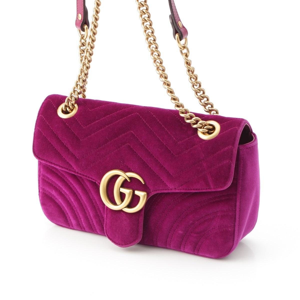 GUCCI GG Marmont Velor Chain Shoulder Bag pink