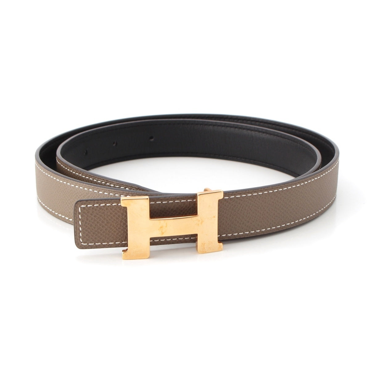 HERMES Constance H Belt belt Gold Metal black 33.5"