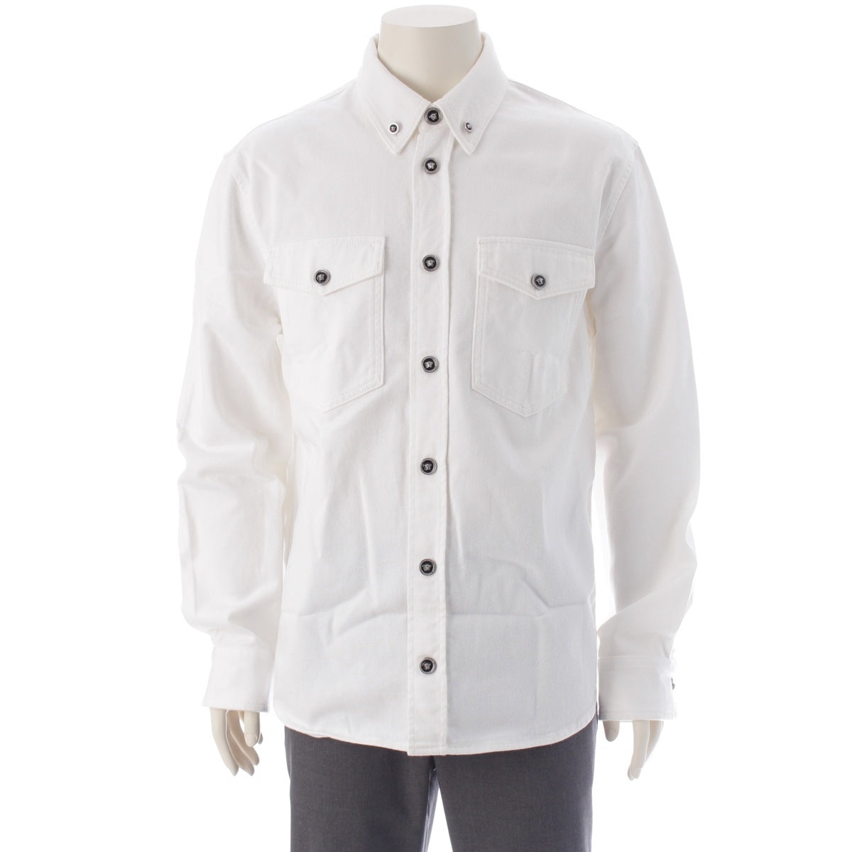 VERSACE Cotton denim Medusa Long sleeve shirt Jacket 1013887 white 48