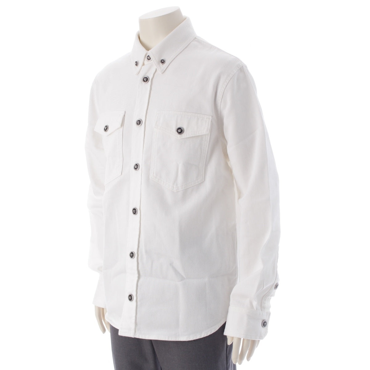 VERSACE Cotton denim Medusa Long sleeve shirt Jacket 1013887 white 48