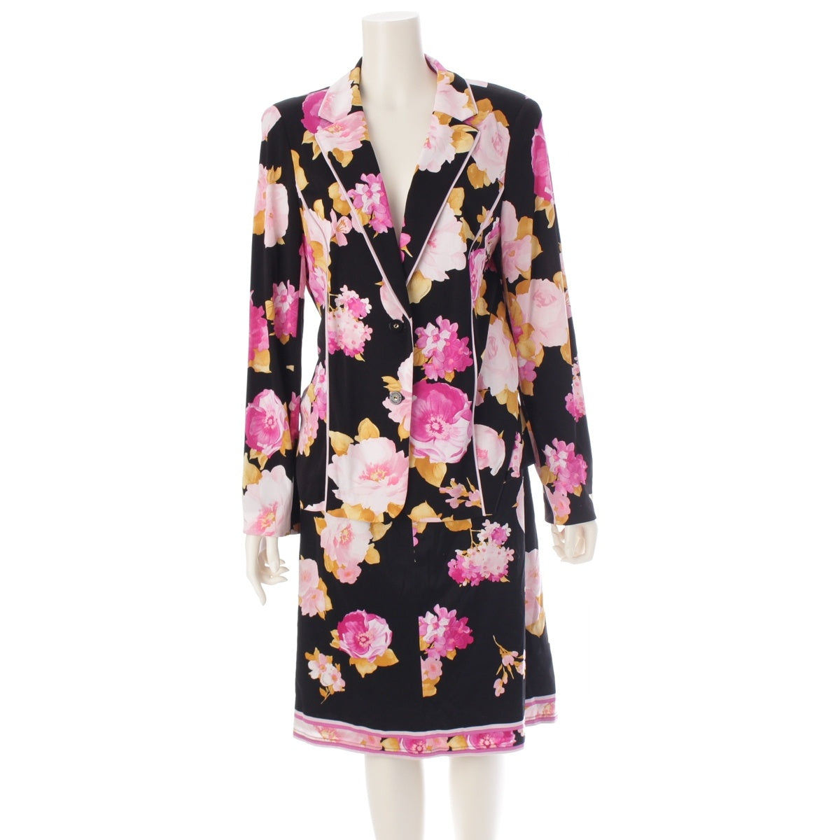 LEONARD fashion Cancan material Jacket Floral Pattern Flower Skirt setup black 42