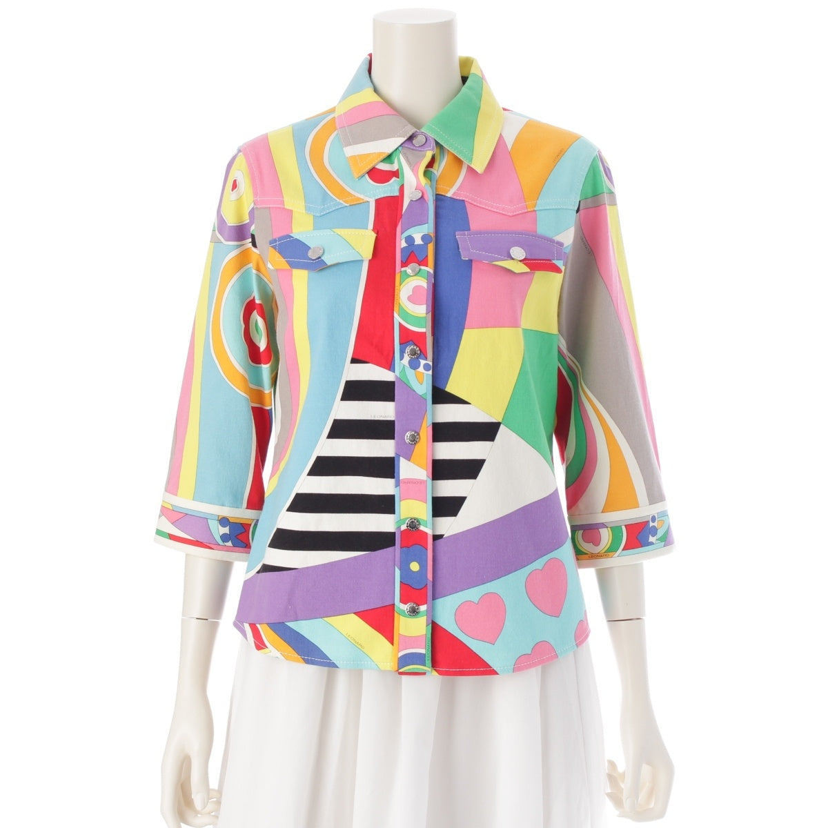 LEONARD SPORT cotton Total Pattern Jacket Long sleeve shirt tops multicolor 40