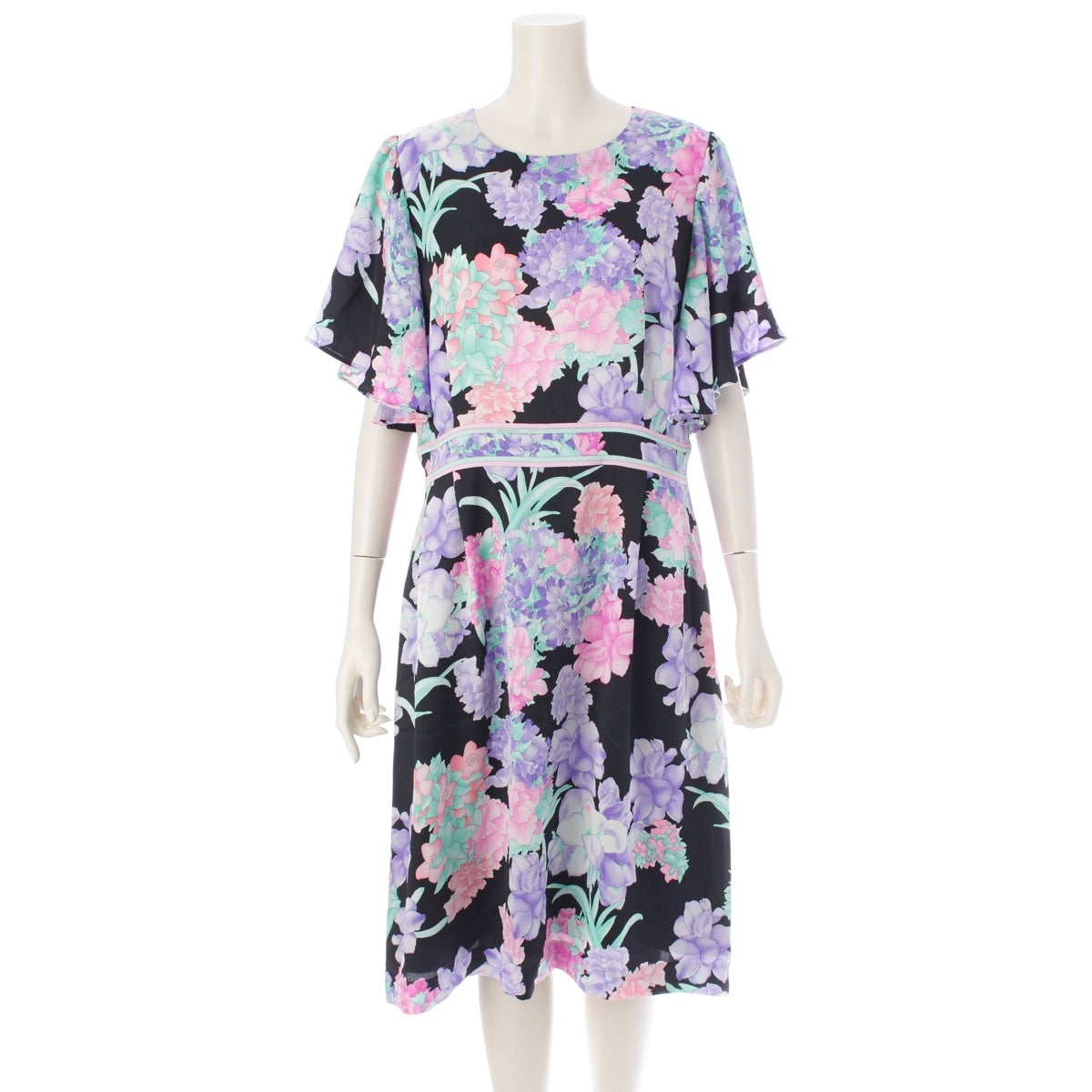 LEONARD fashion Flower pattern one piece dress black 42