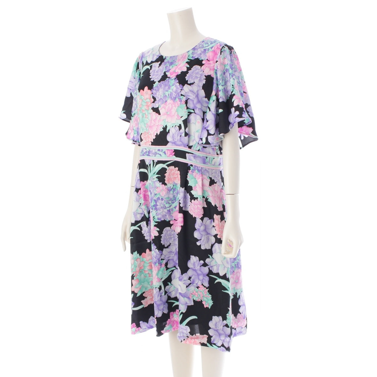 LEONARD fashion Flower pattern one piece dress black 42