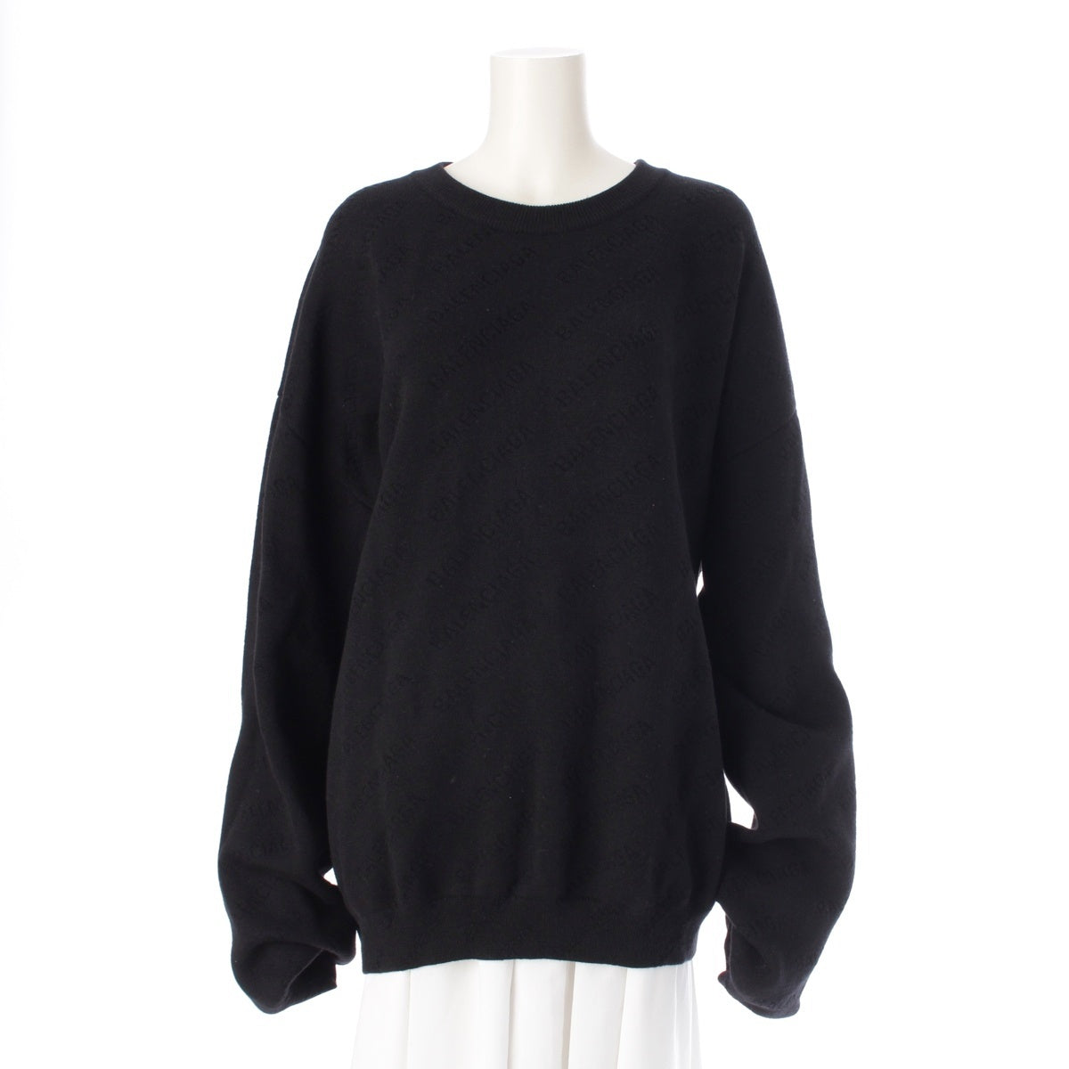 BALENCIAGA wool Logo knit sweater tops 719206 black XL