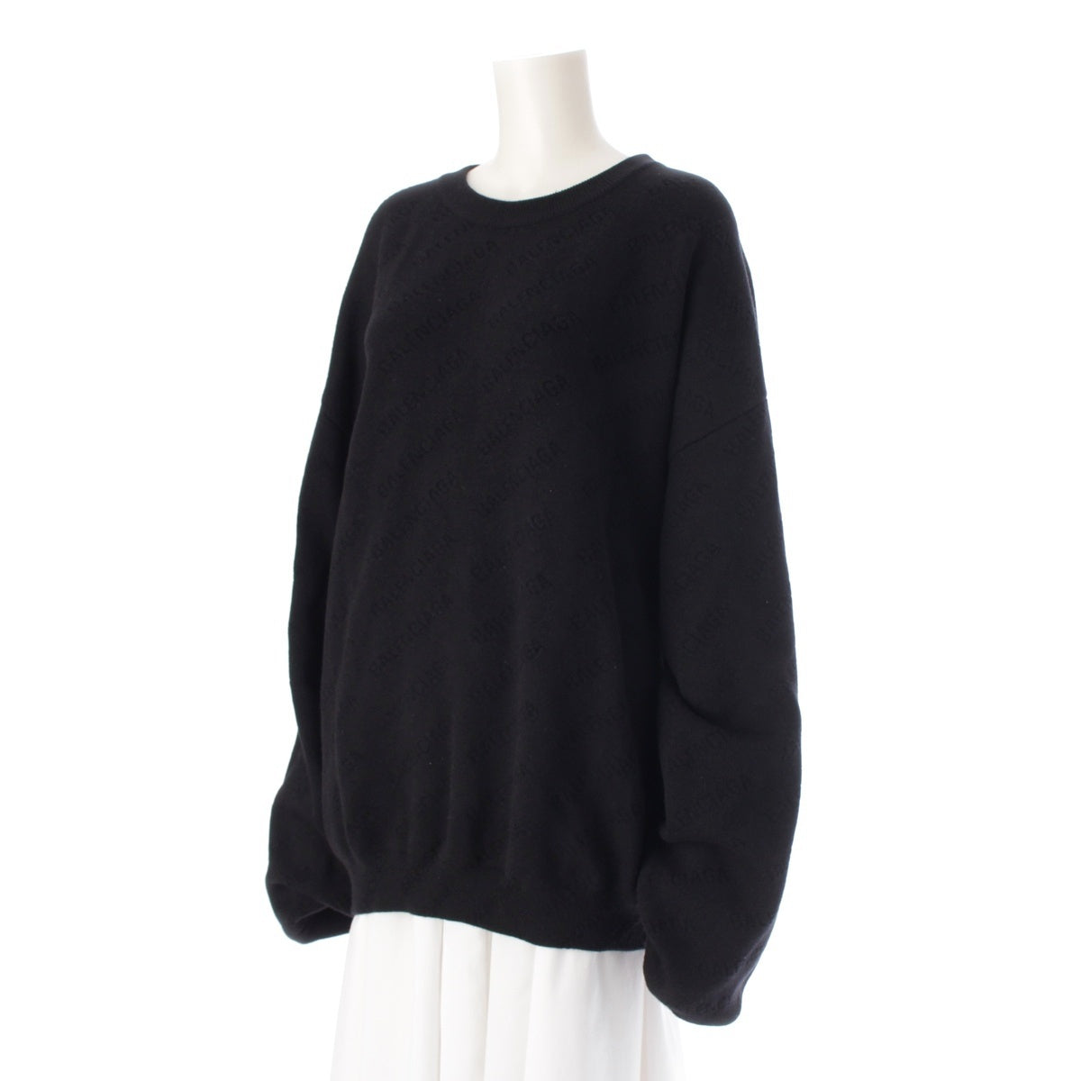 BALENCIAGA wool Logo knit sweater tops 719206 black XL