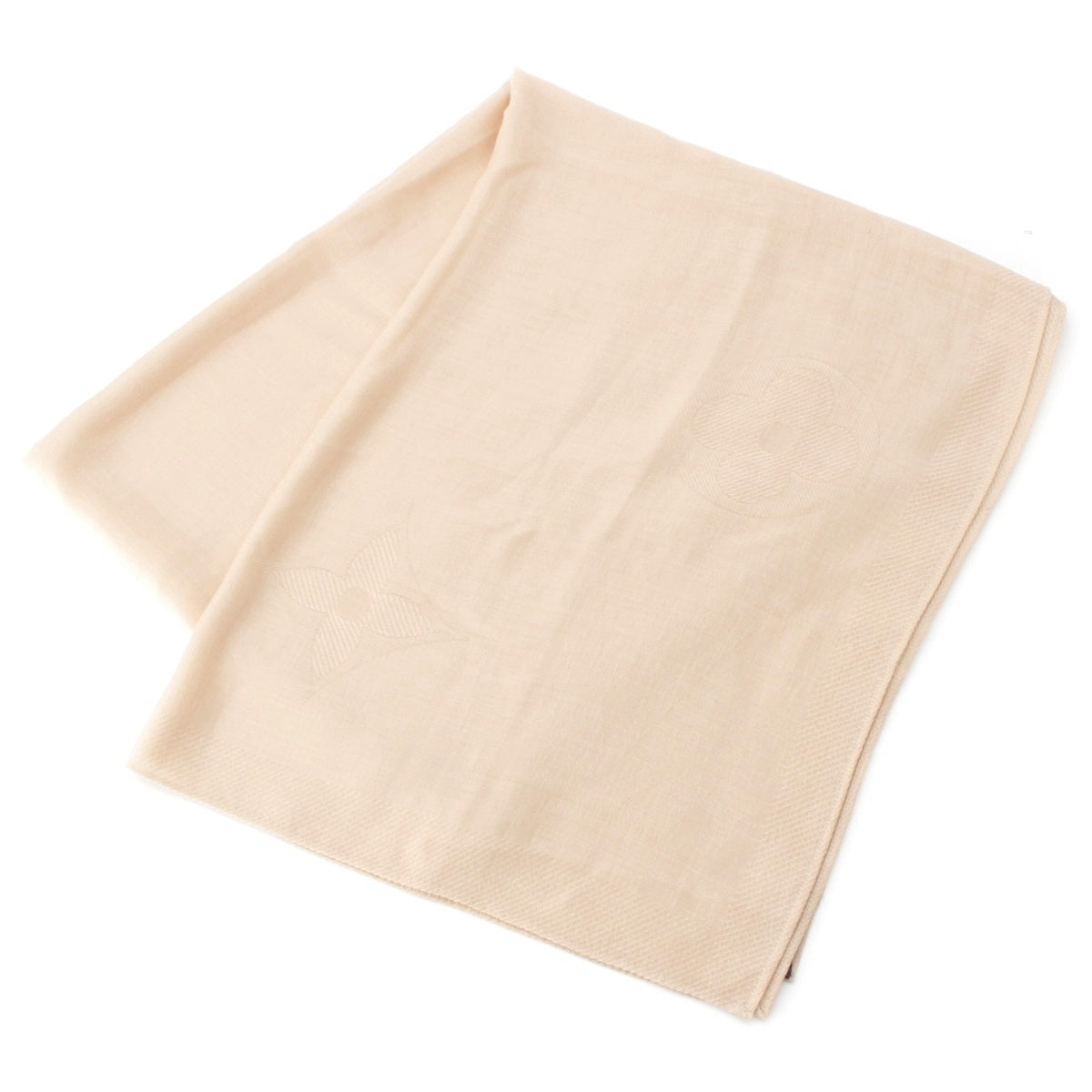 LOUIS VUITTON Cashmere Silk Monogram stall shawl beige