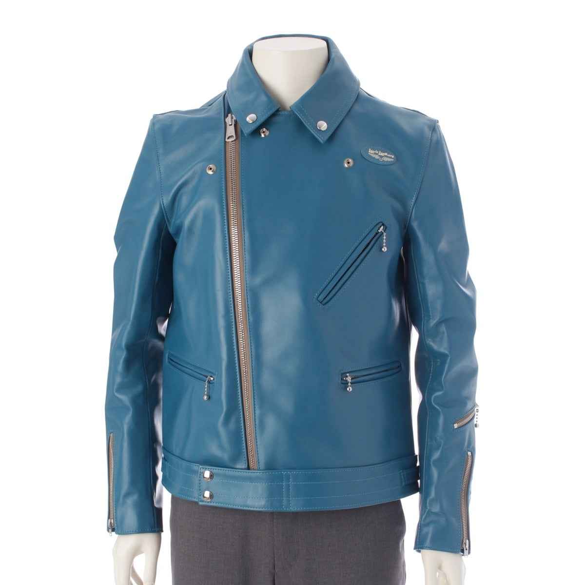 Lewis Leathers leather Cyclone Tight Fit 441T Horsehide Riders jacket vintage turquoise 40