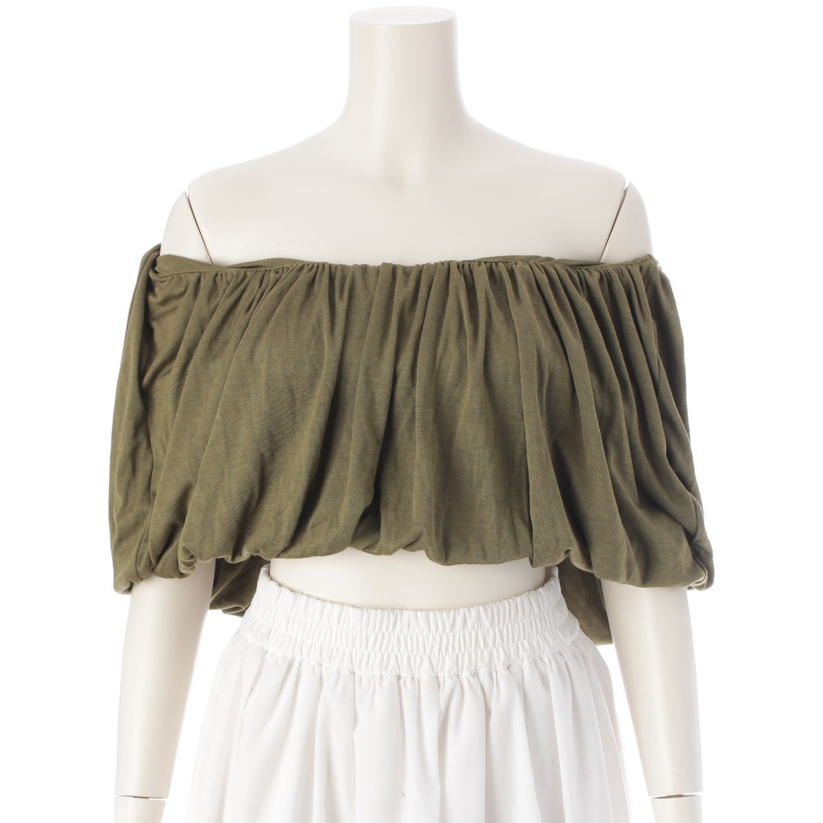 Alexander McQueen Rayon Archives Bare Top Transformation Gathered tops khaki 40