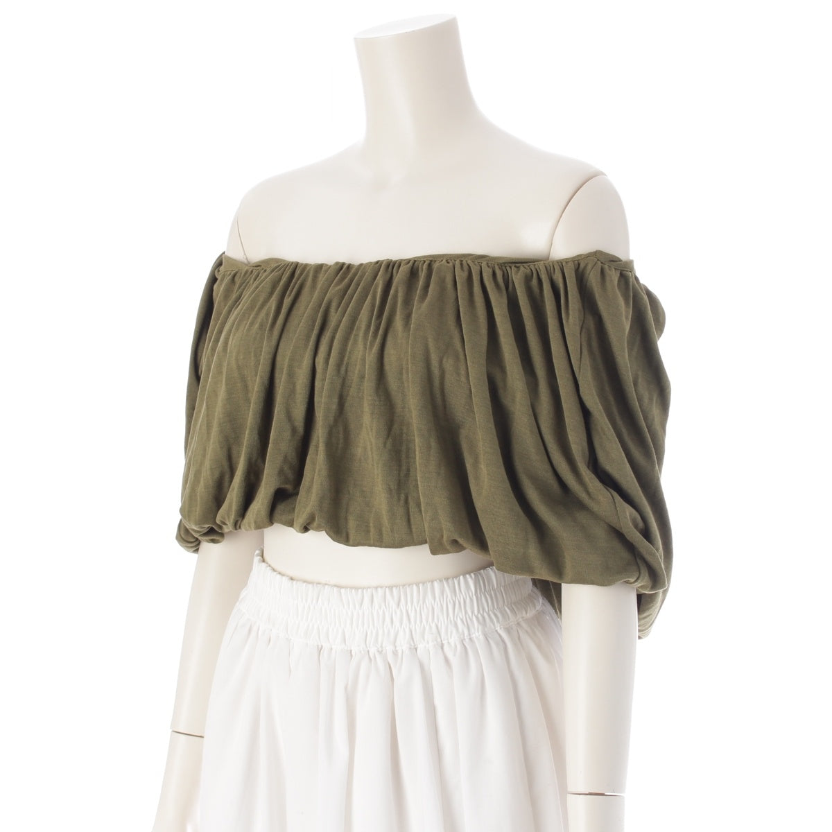 Alexander McQueen Rayon Archives Bare Top Transformation Gathered tops khaki 40