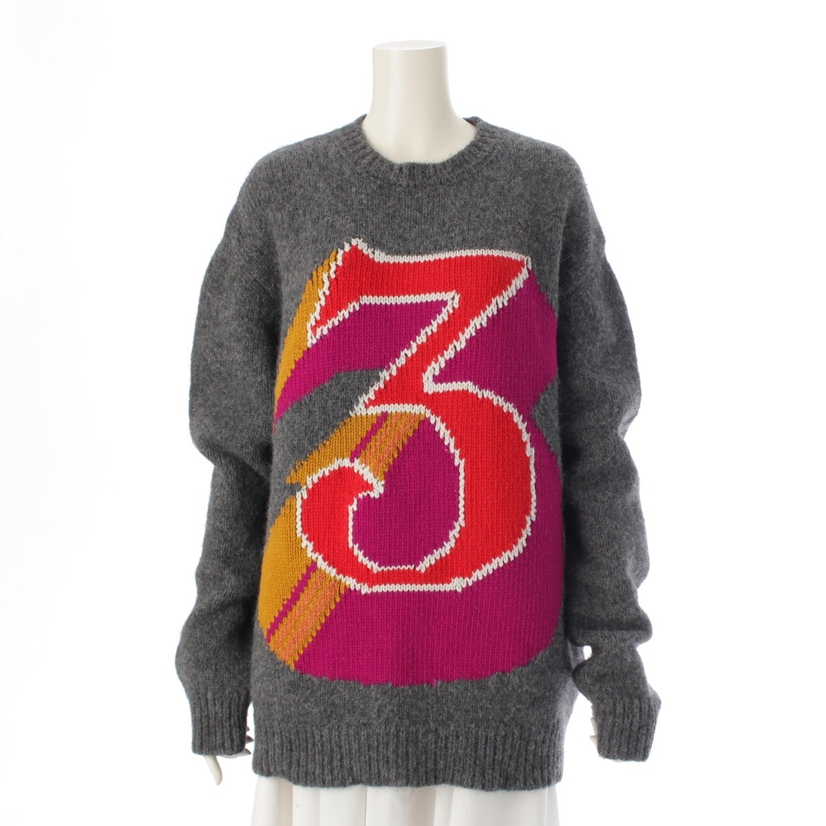 Stella McCartney Alpaca x wool x nylon The Beatles crew neck knit sweater tops 583371 Gray multicolor M