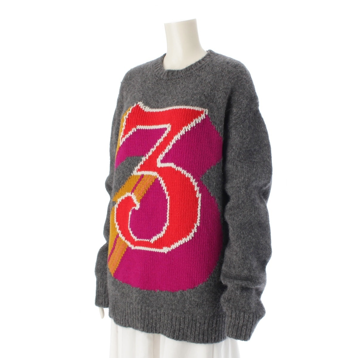 Stella McCartney Alpaca x wool x nylon The Beatles crew neck knit sweater tops 583371 Gray multicolor M