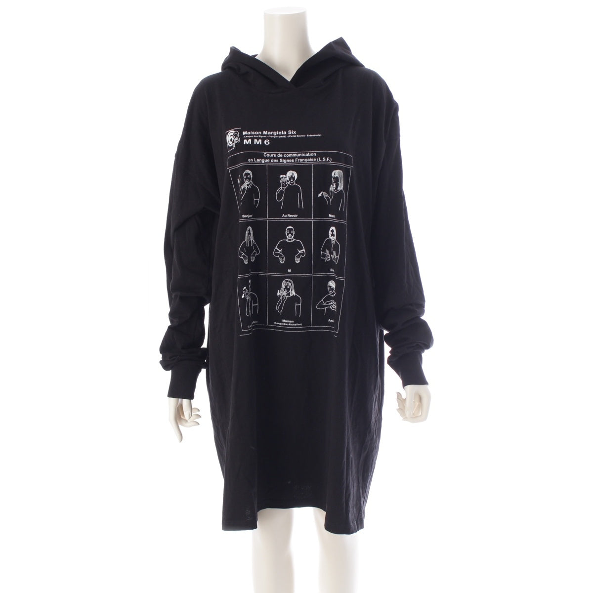 Maison Margiela Face Print Hooded Long Sleeve one piece dress S52CT0651 black M