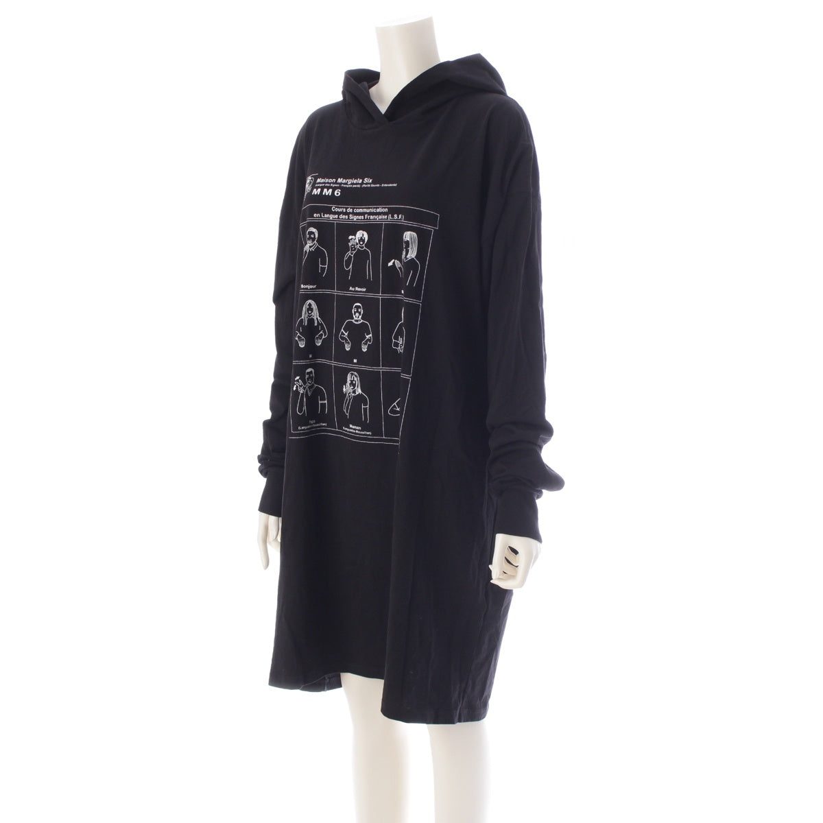 Maison Margiela Face Print Hooded Long Sleeve one piece dress S52CT0651 black M