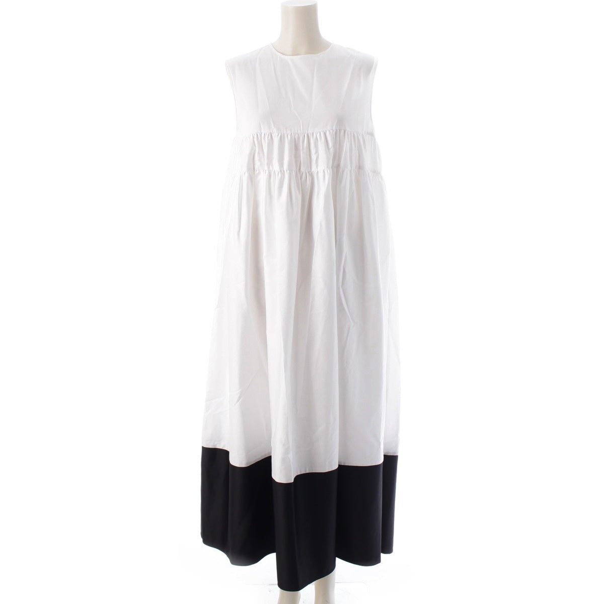YOKO CHAN Flared hem, sleeveless one piece dress YCD-623-904 White black F