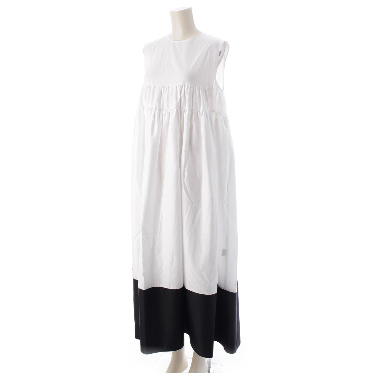 YOKO CHAN Flared hem, sleeveless one piece dress YCD-623-904 White black F