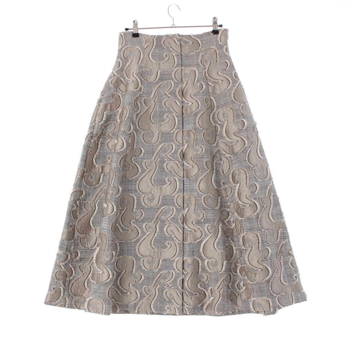 Rochas Jacquard design, front slit, long skirt ROPW35064F beige 40