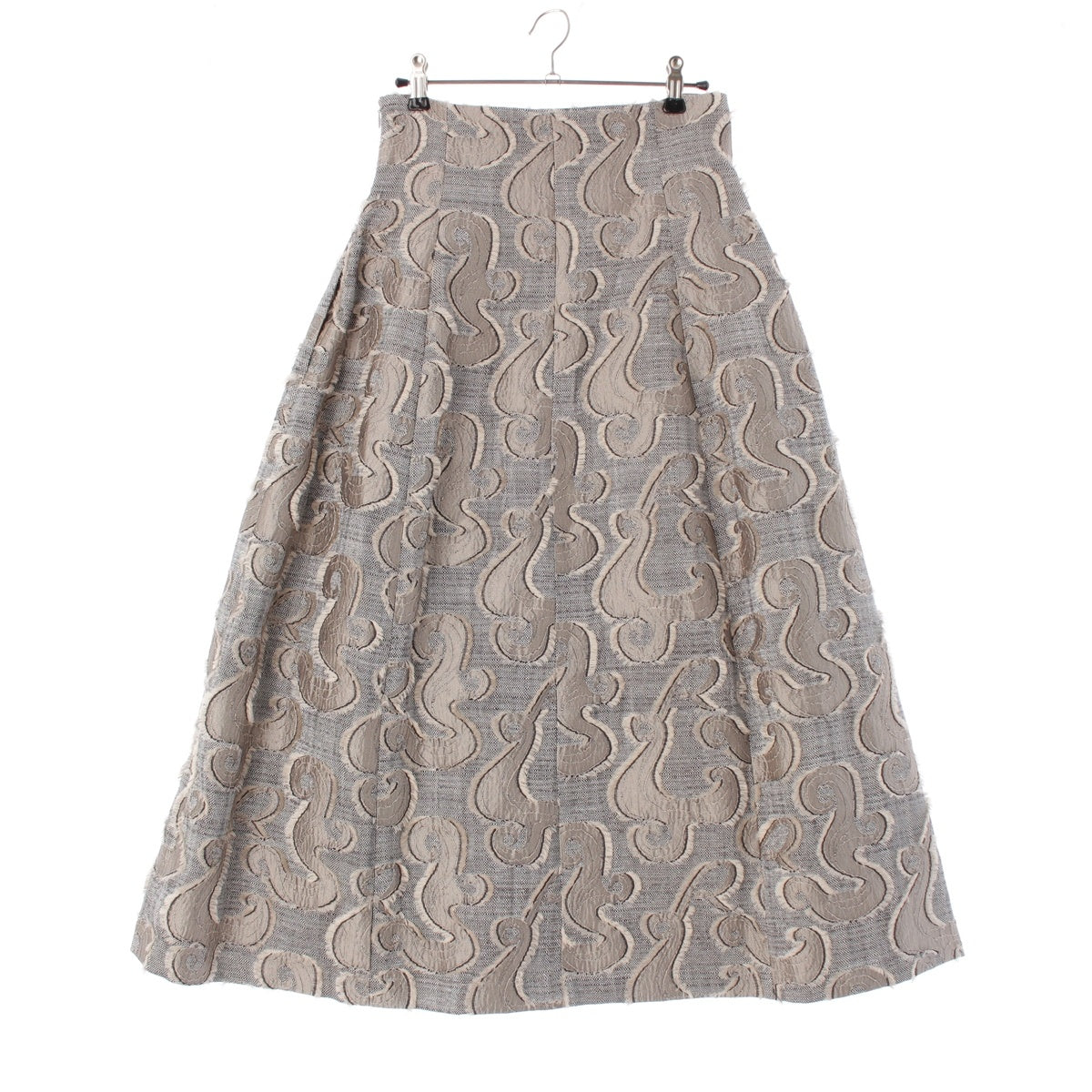Rochas Jacquard design, front slit, long skirt ROPW35064F beige 40