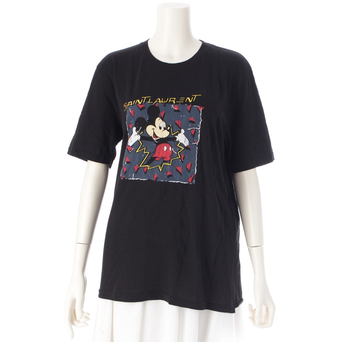 SAINT LAURENT cotton Disney Mickey Short sleeve T-shirt tops 631852 black XS