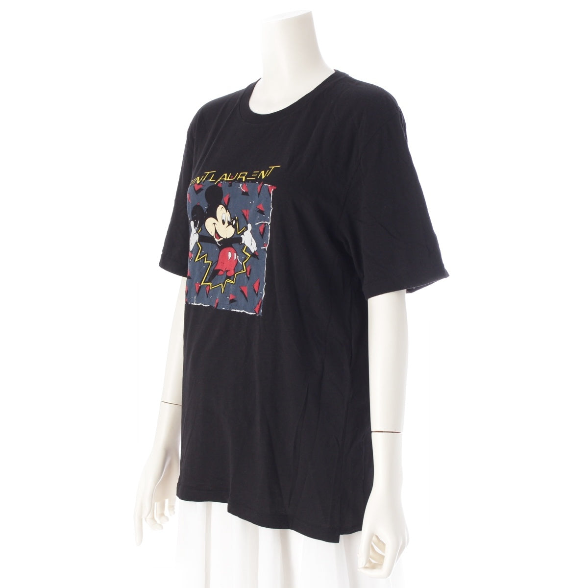 SAINT LAURENT cotton Disney Mickey Short sleeve T-shirt tops 631852 black XS