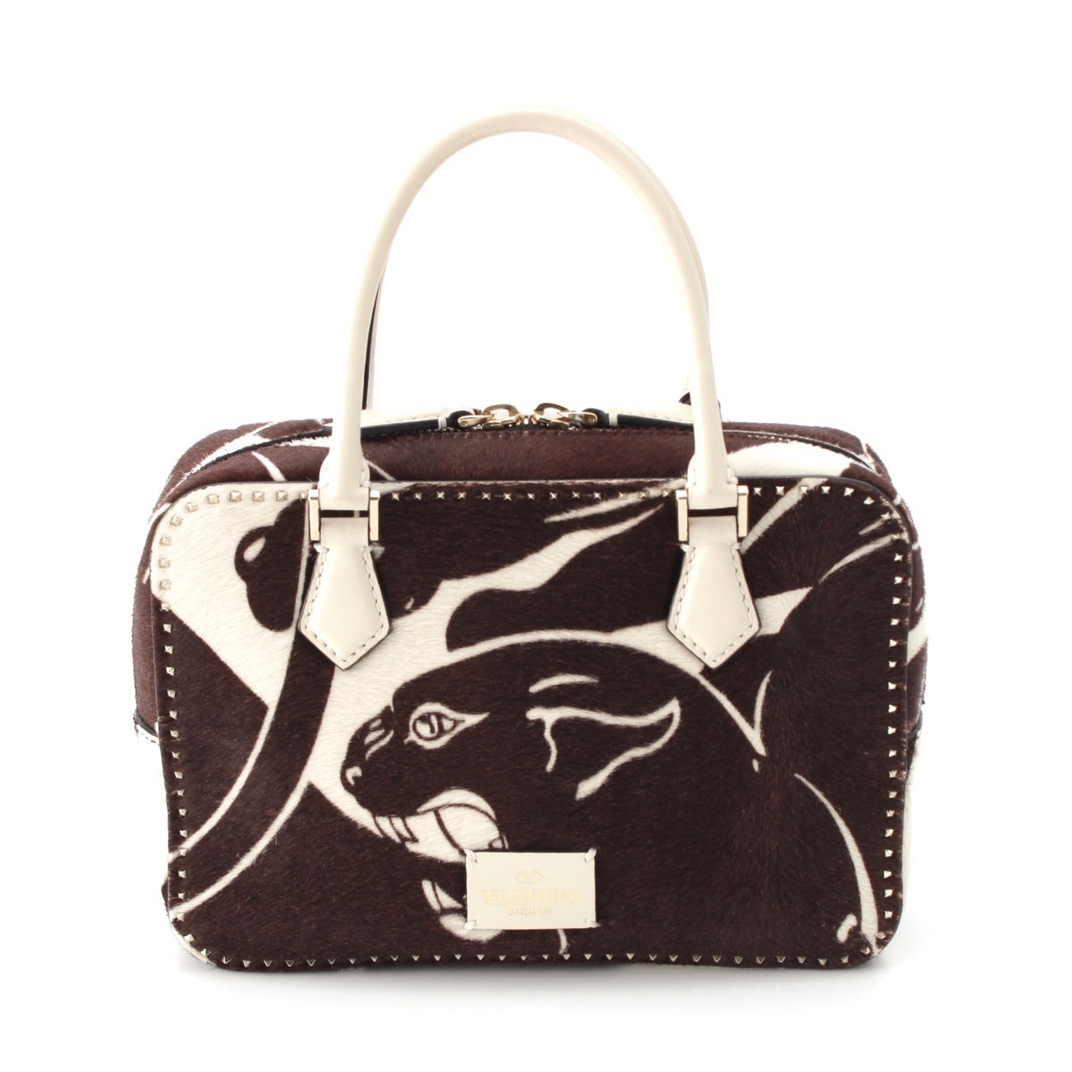 Valentino Garavani Harako Studded Panther 2way Shoulder Handbag NW1B0A34CQY Brown