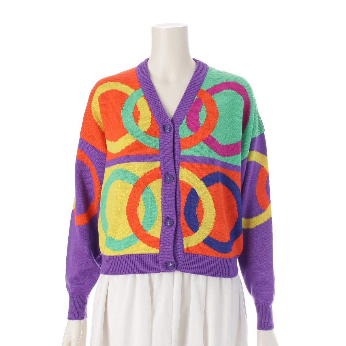 Gianni Versace wool knit all over pattern cardigan tops multicolor 0