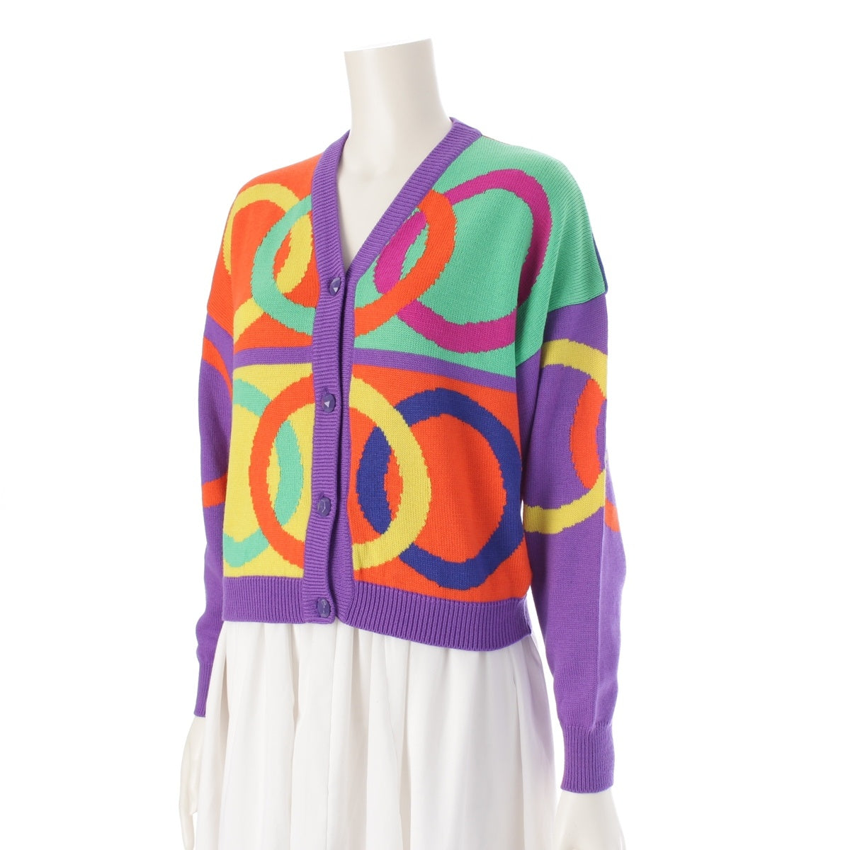 Gianni Versace wool knit all over pattern cardigan tops multicolor 0