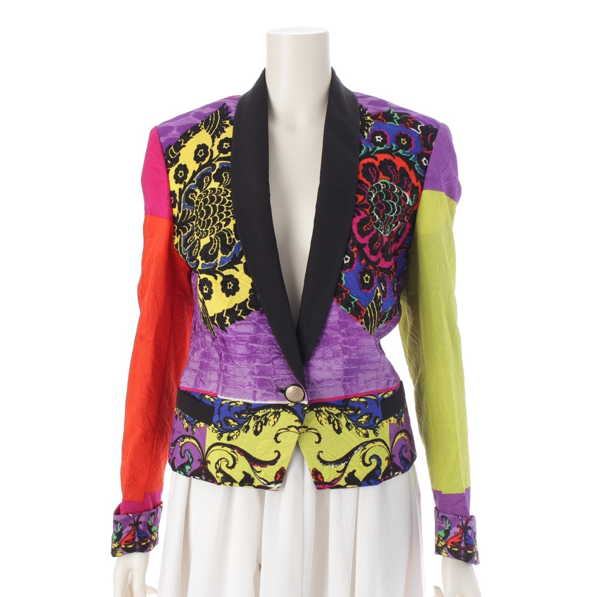 Gianni Versace Silk nylon Design All-over pattern tailored jacket tops multicolor 40