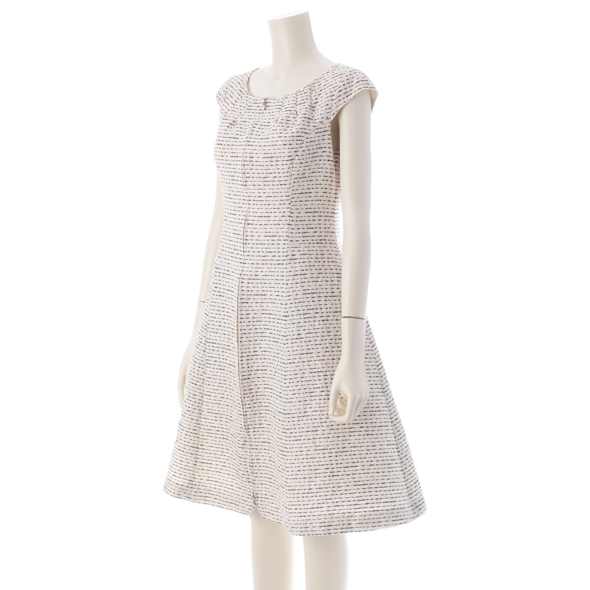 Rene TISSUE A-line, open-front, tweed, sleeveless one piece dress 6816470 White navy 34