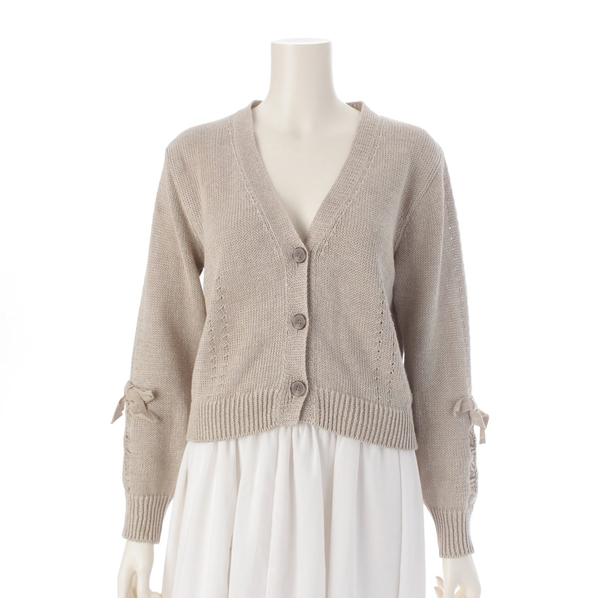 FOXEY linen MAREI ribbon sleeve cardigan tops 44139 beige 40