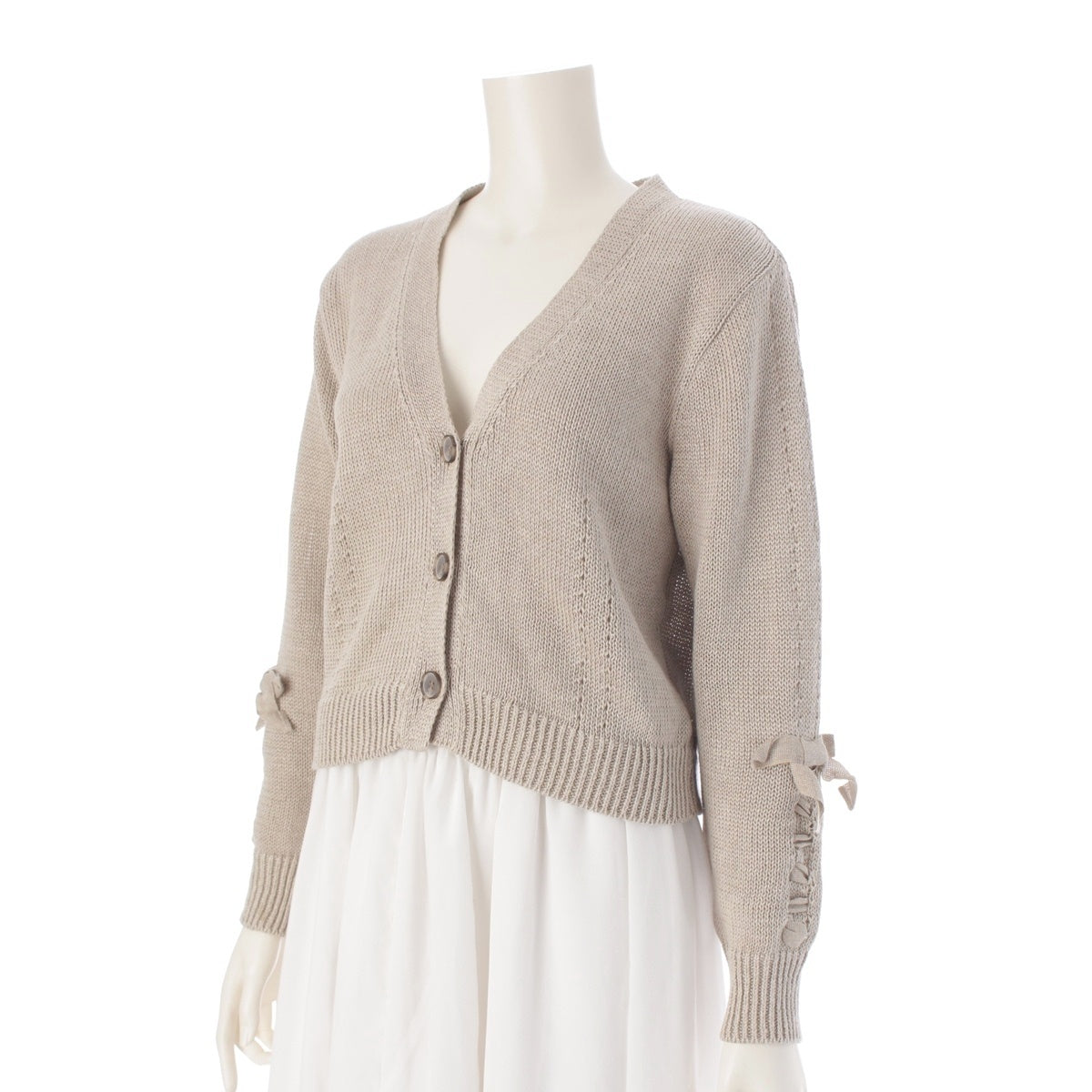 FOXEY linen MAREI ribbon sleeve cardigan tops 44139 beige 40
