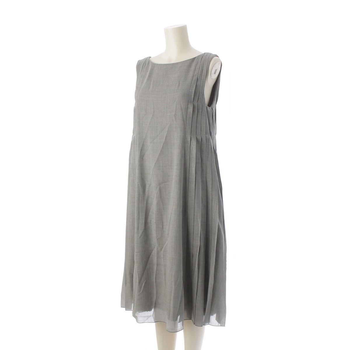 FOXEY wool cupro cotton Side Pleated Sleeveless one piece skirt 44690 gray 40